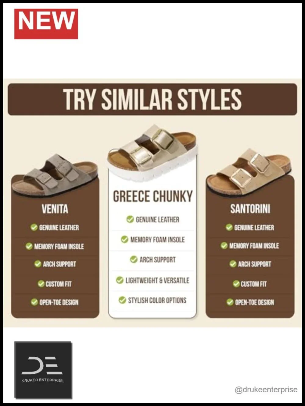 Genuine Leather Platform Sandals Women Wedge Chunky Slides Memory Foam Insole